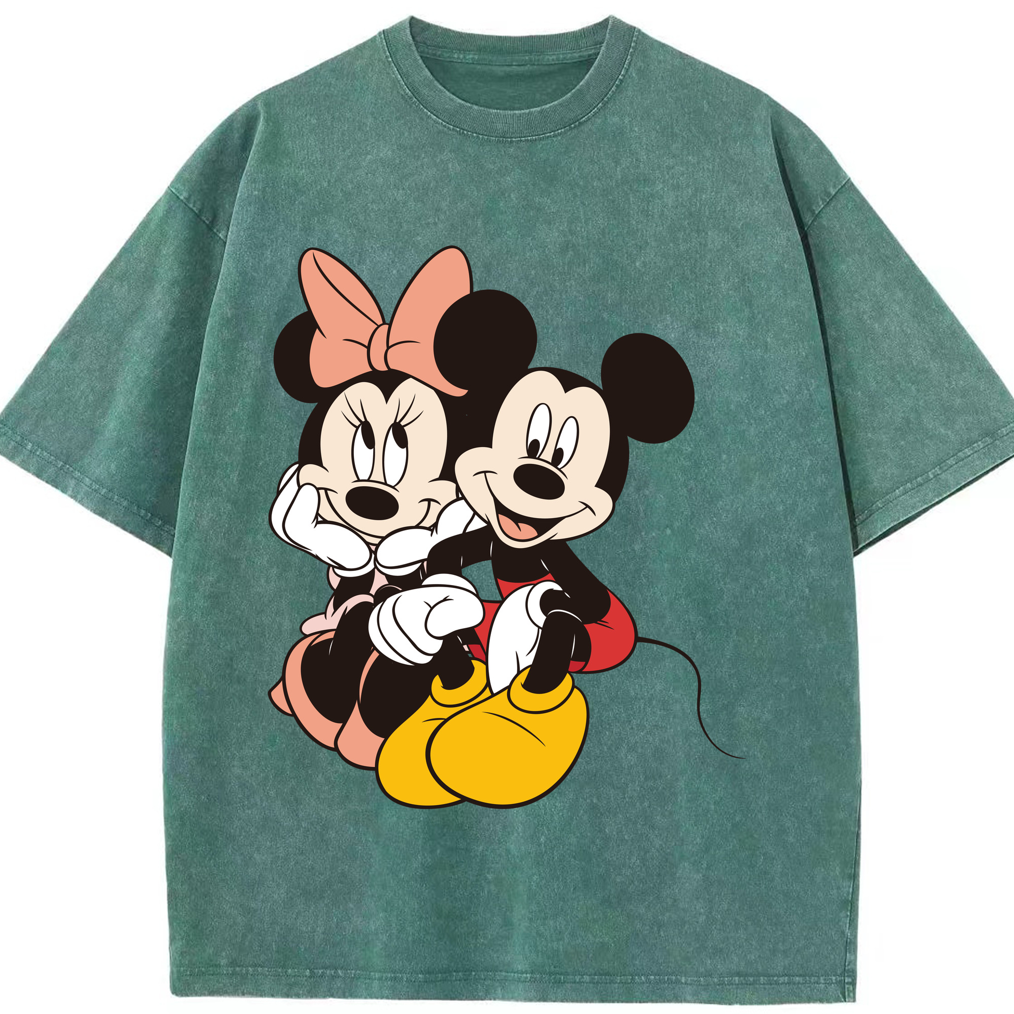 （画像用） ミッキーマウス Mickey Mouse 綿100% ヴィンテージ風 半袖Tシャツ（フロントプリント）